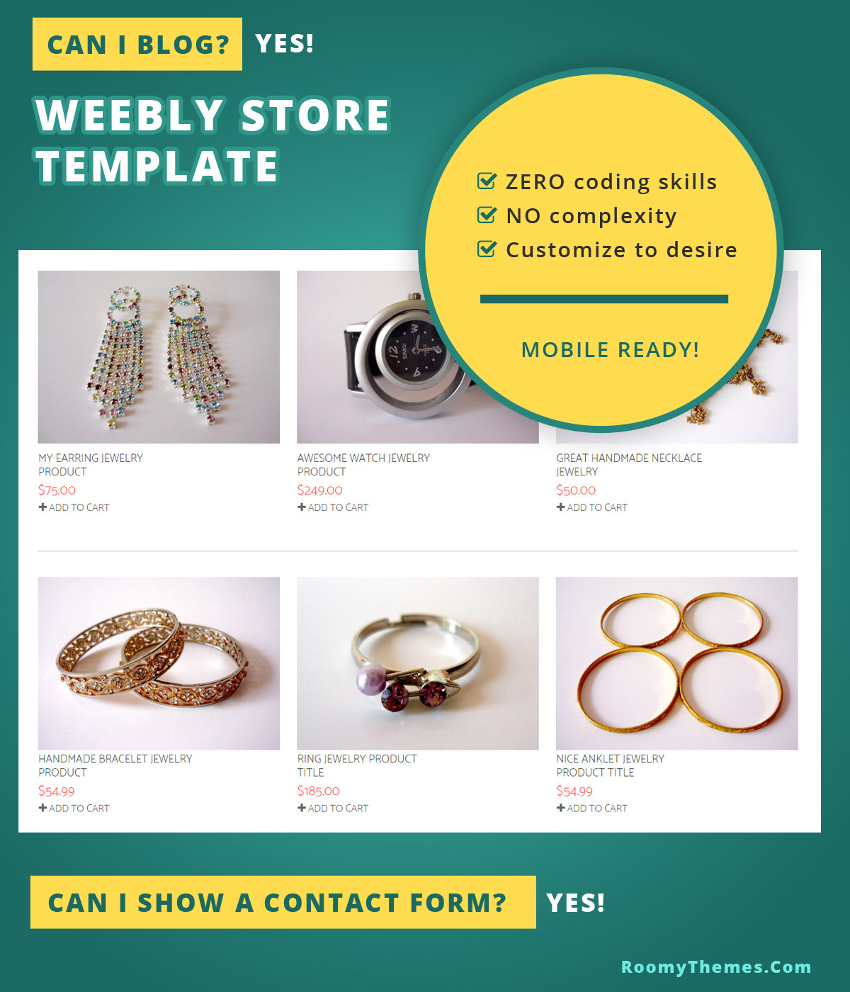 onsale weebly e-commerce template features