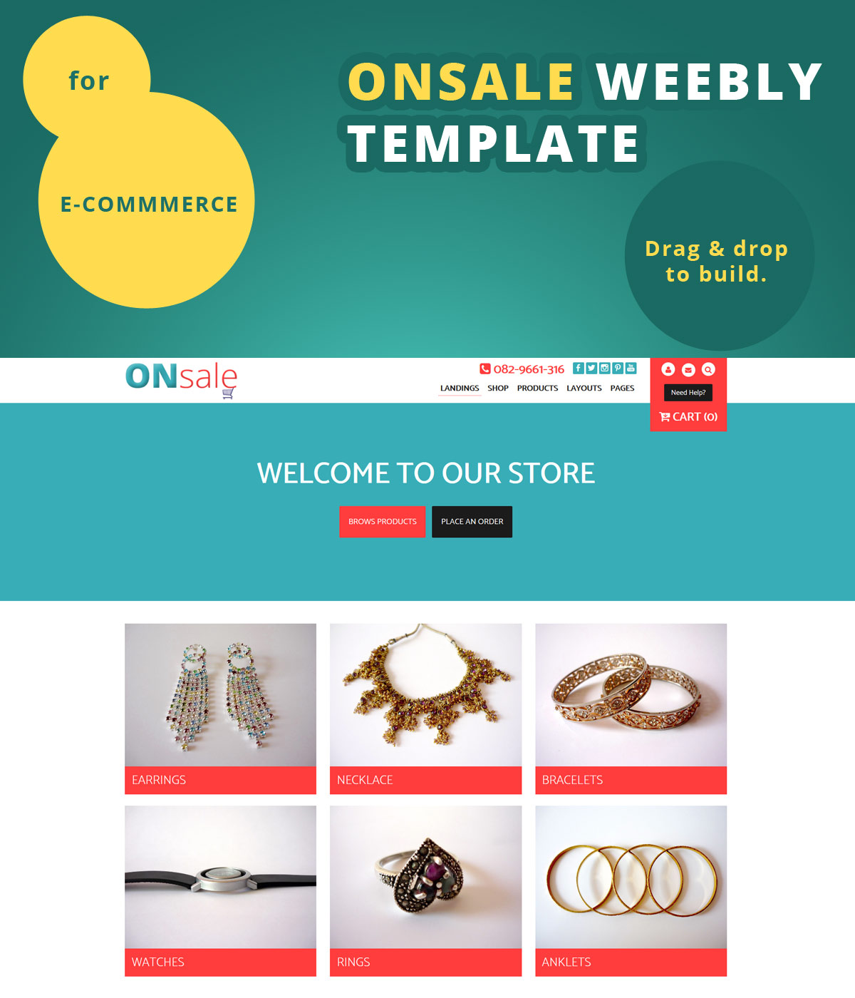 onsale weebly template for ecommerce and weebly store