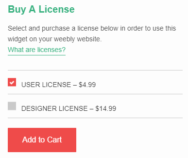 weebly widget licenses