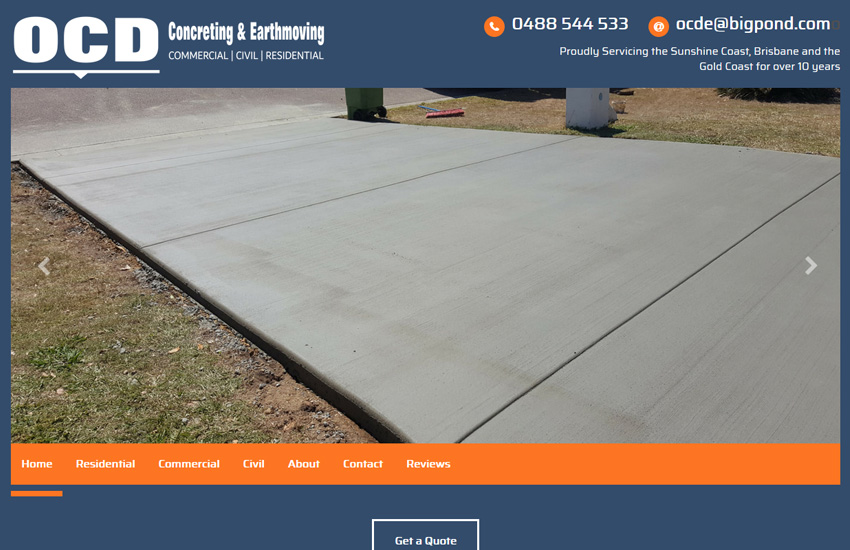 ocd concreting website made with plumber theme