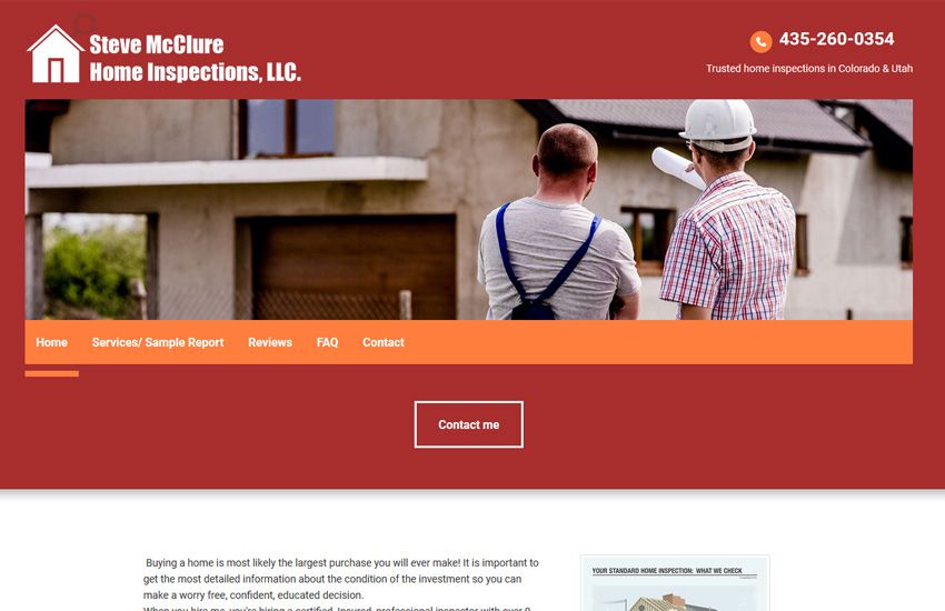 steve mcclure home inspection website built using Plumber theme