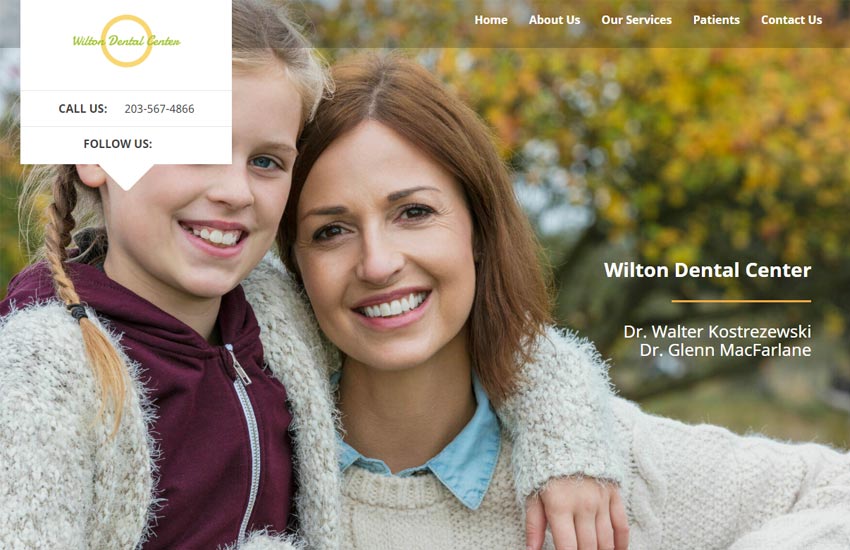 Roomy themes website examples - Wilton dental care website