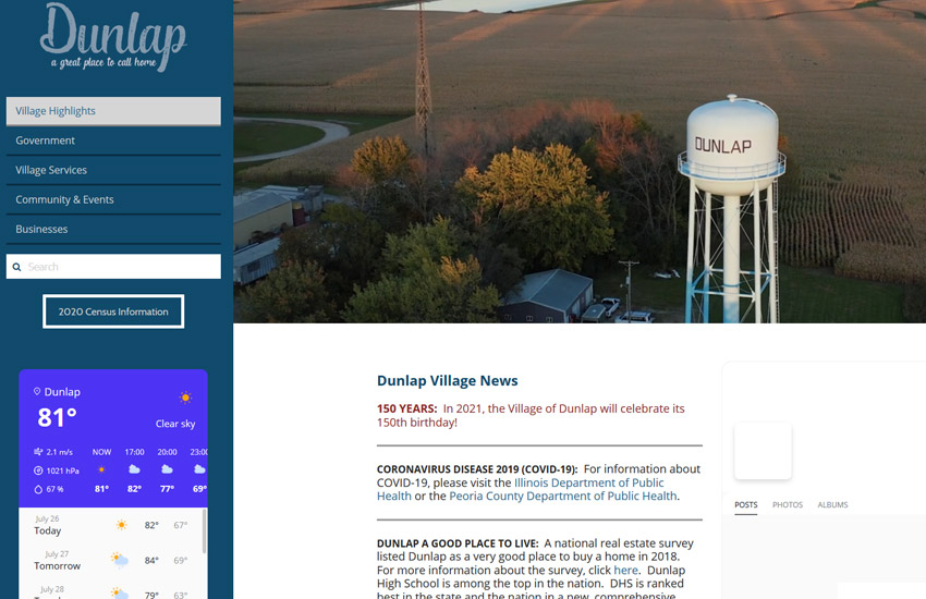 Village of Dunlap website designed with Roomy Themes