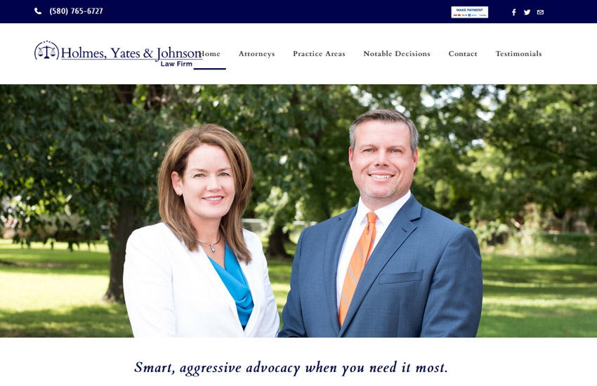 attorney website design example - Holmes, Yates & Johnson law - by Roomy Themes