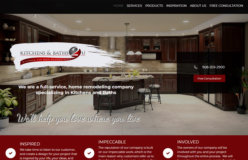 Kitchens and bath website example using lamina theme