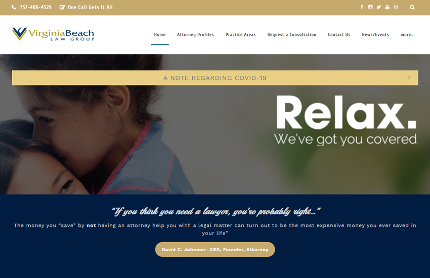 virginbeach law group website made with Fabiak Law template by  Roomy themes