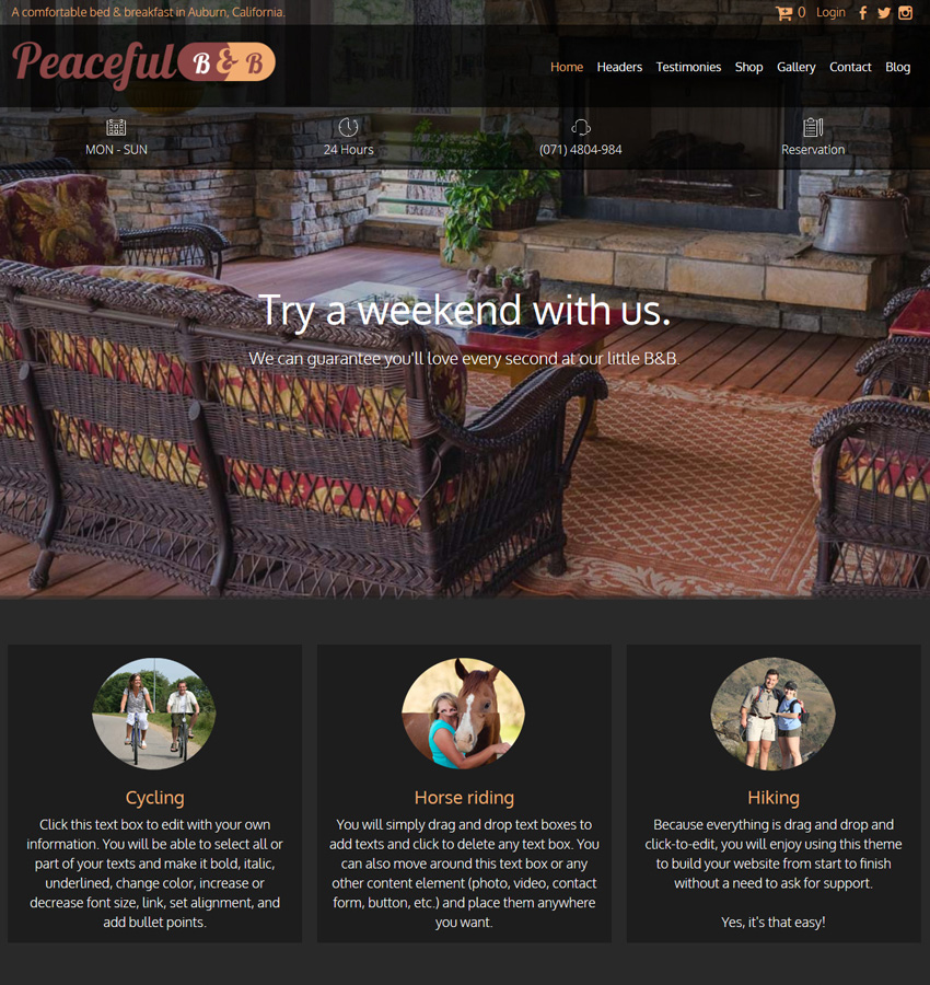 Bed and breakfast website template