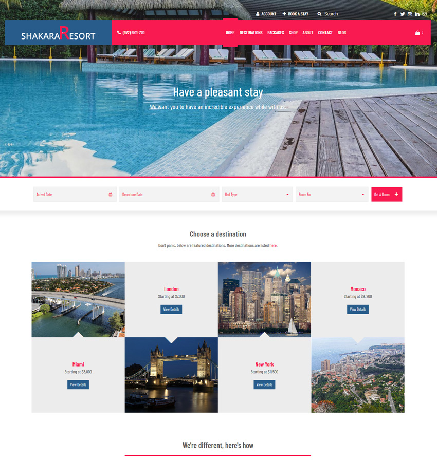 Resort theme, hotel website template