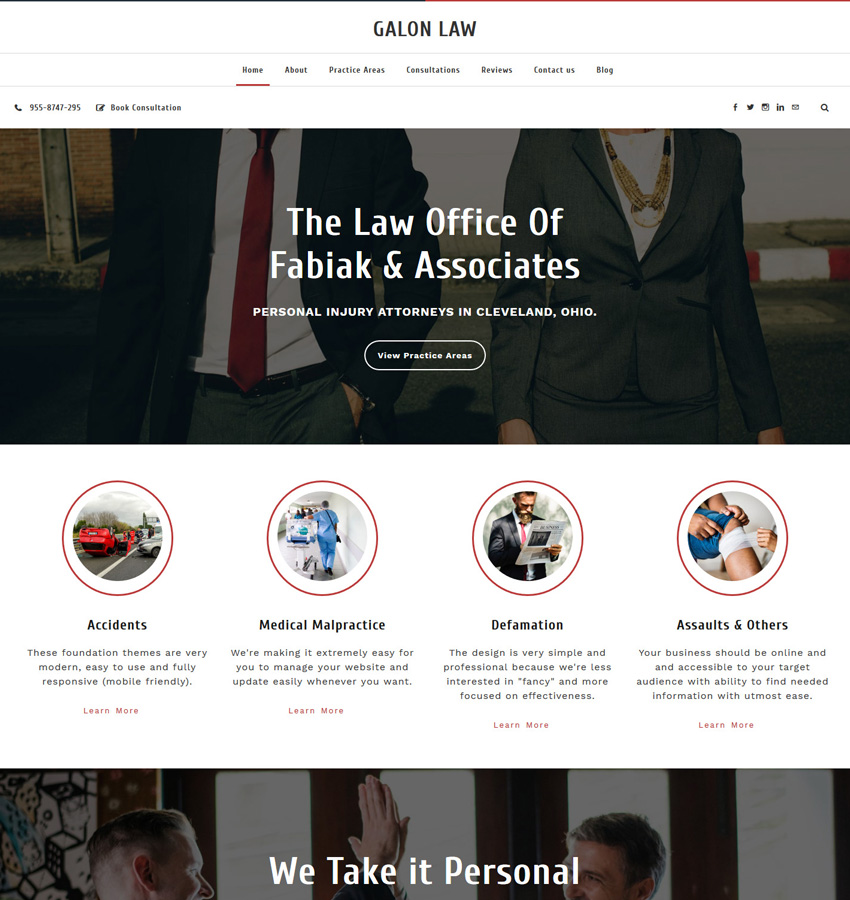 Galon law website template for attorneys
