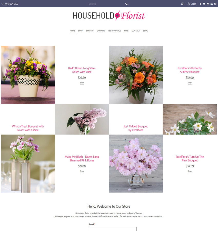 florist website template for flower stores