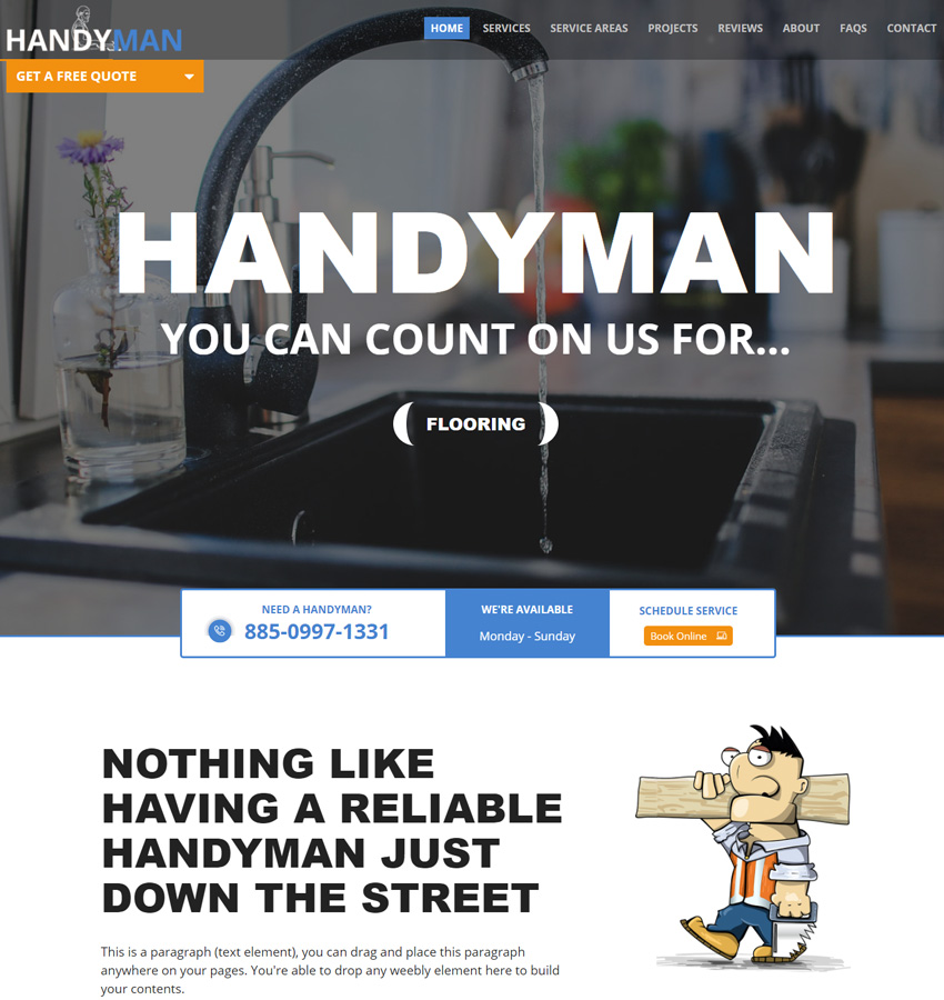 Handyman theme for maintenance and repairs weebly websites