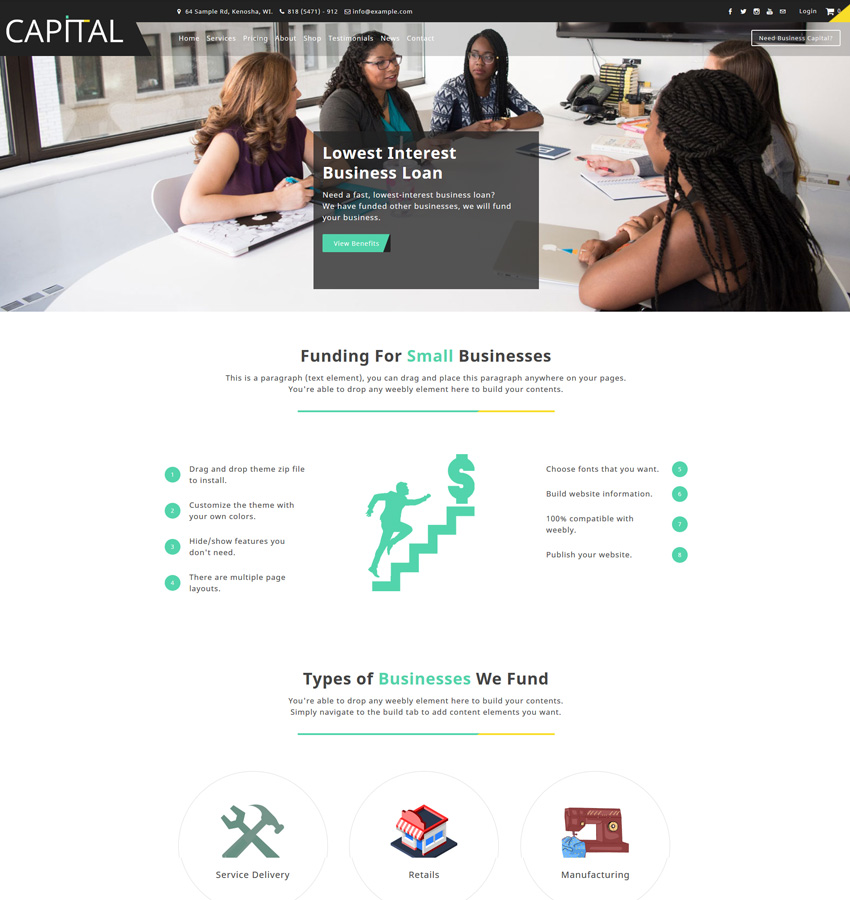 Capital weebly template for small business website