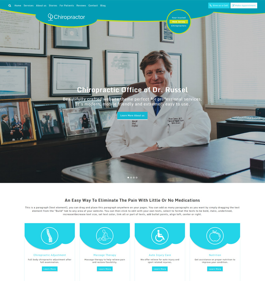 Chiropractor website themes for chiropractice offices