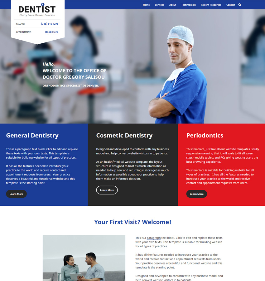 Dentist theme for weebly websites