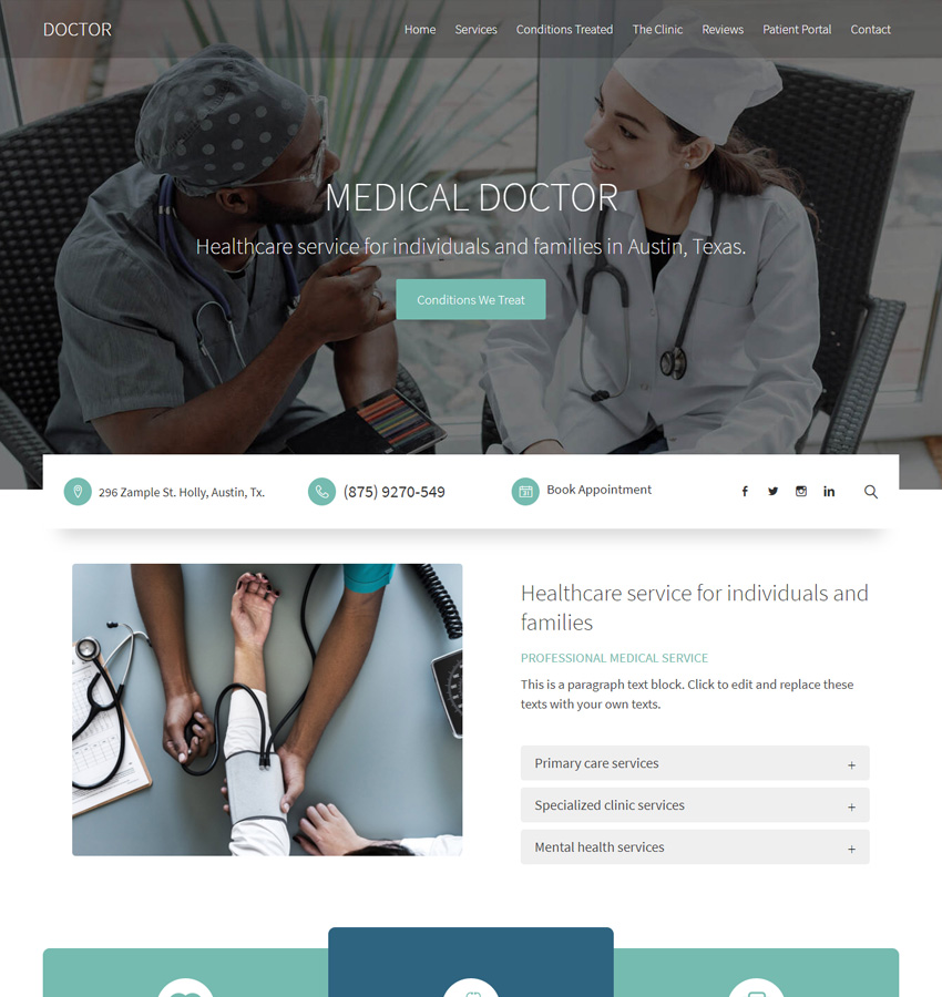 Doctor templates for medical website