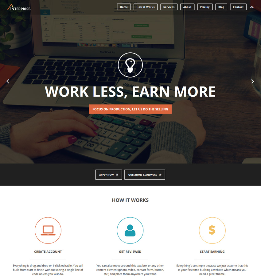 Enterprise website template for business and company websites