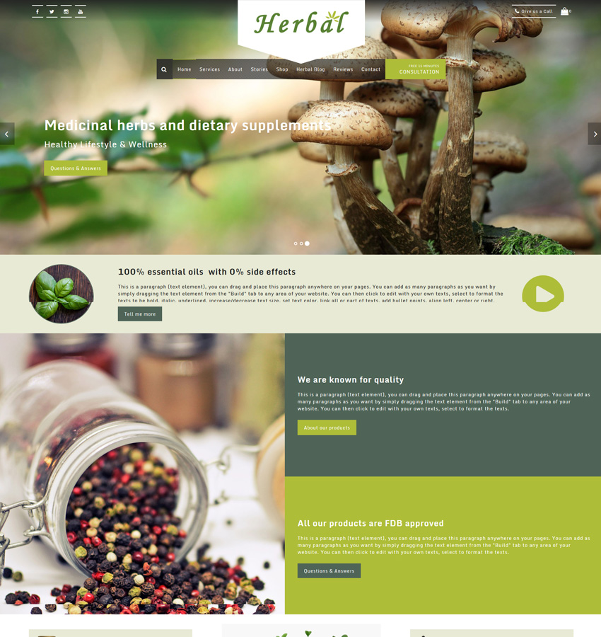 Herbal template for medical service website