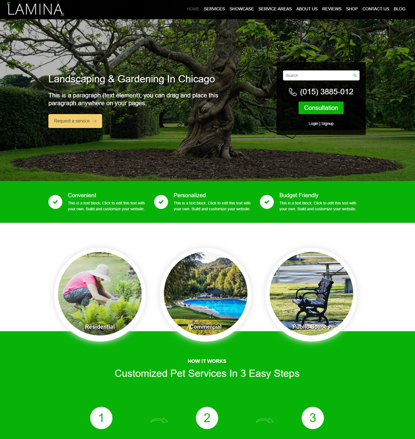 Lamina template for gardening and landscaping websites