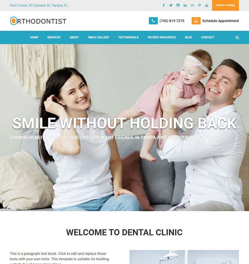 Orthodontist website theme for dental offices and medical websites