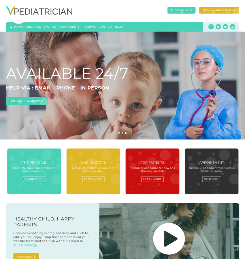 Pediatrician website template for medical weebly websites