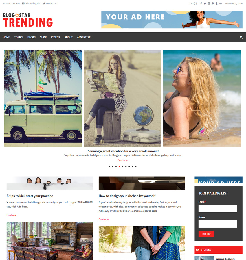 Trending theme for weebly blog websites