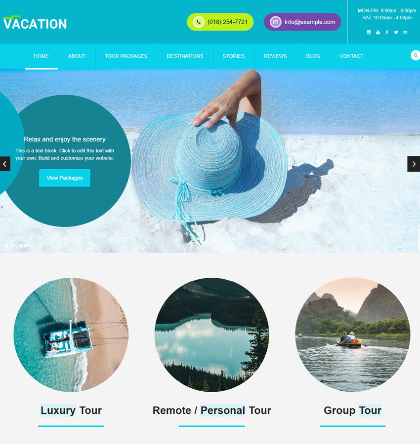 vacation weebly theme for tourism, travel and hospitality service websites