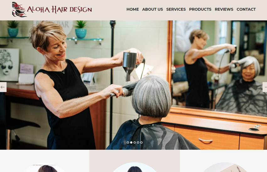 Aloha hair website design made with Weebly template by Roomy Themes