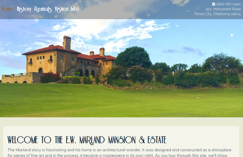marland mansion website made with cuisine template Roomy Themes