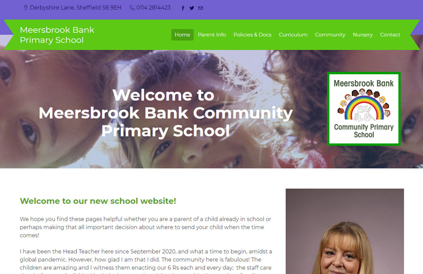 Meerbrook Bank Primary School website created with academy themes