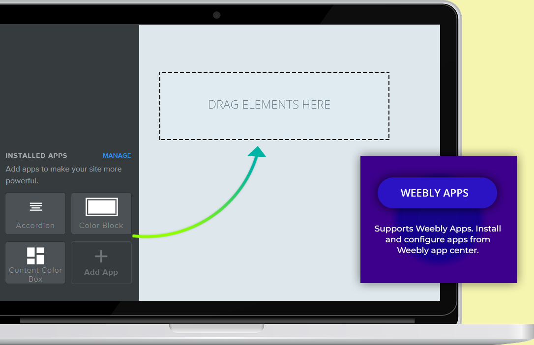 Weebly apps added to elements