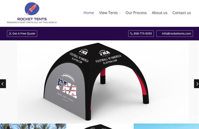 Rocket Tents website created with Partnership template by Roomy Themes
